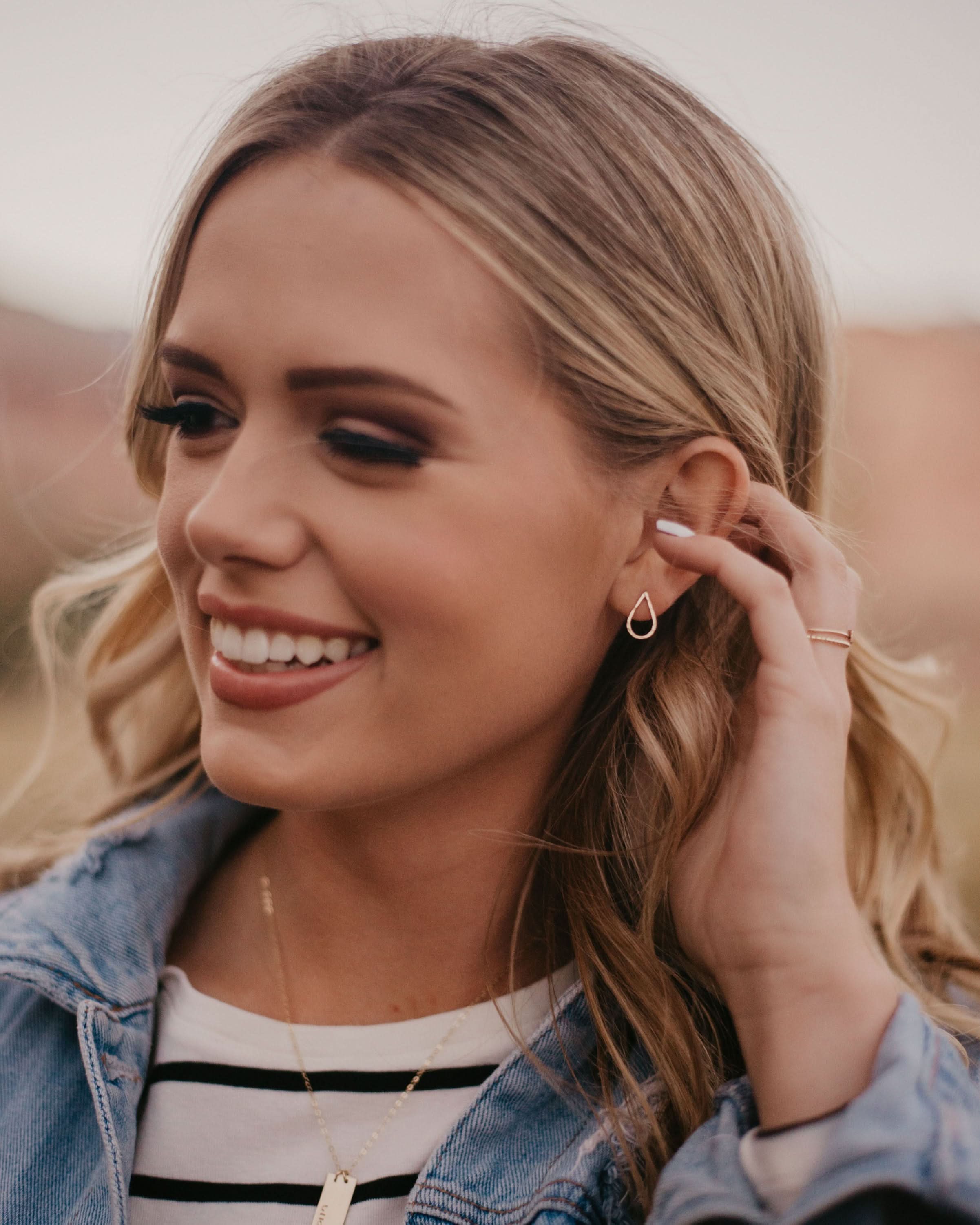 Hammered Teardrop Stud Earrings