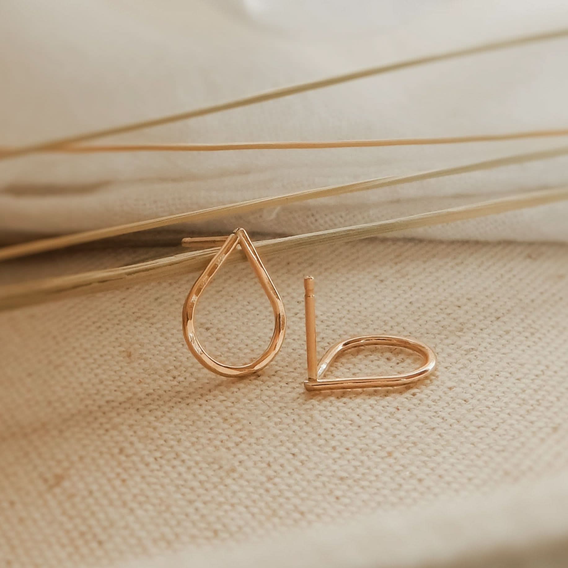 Hammered Teardrop Stud Earrings