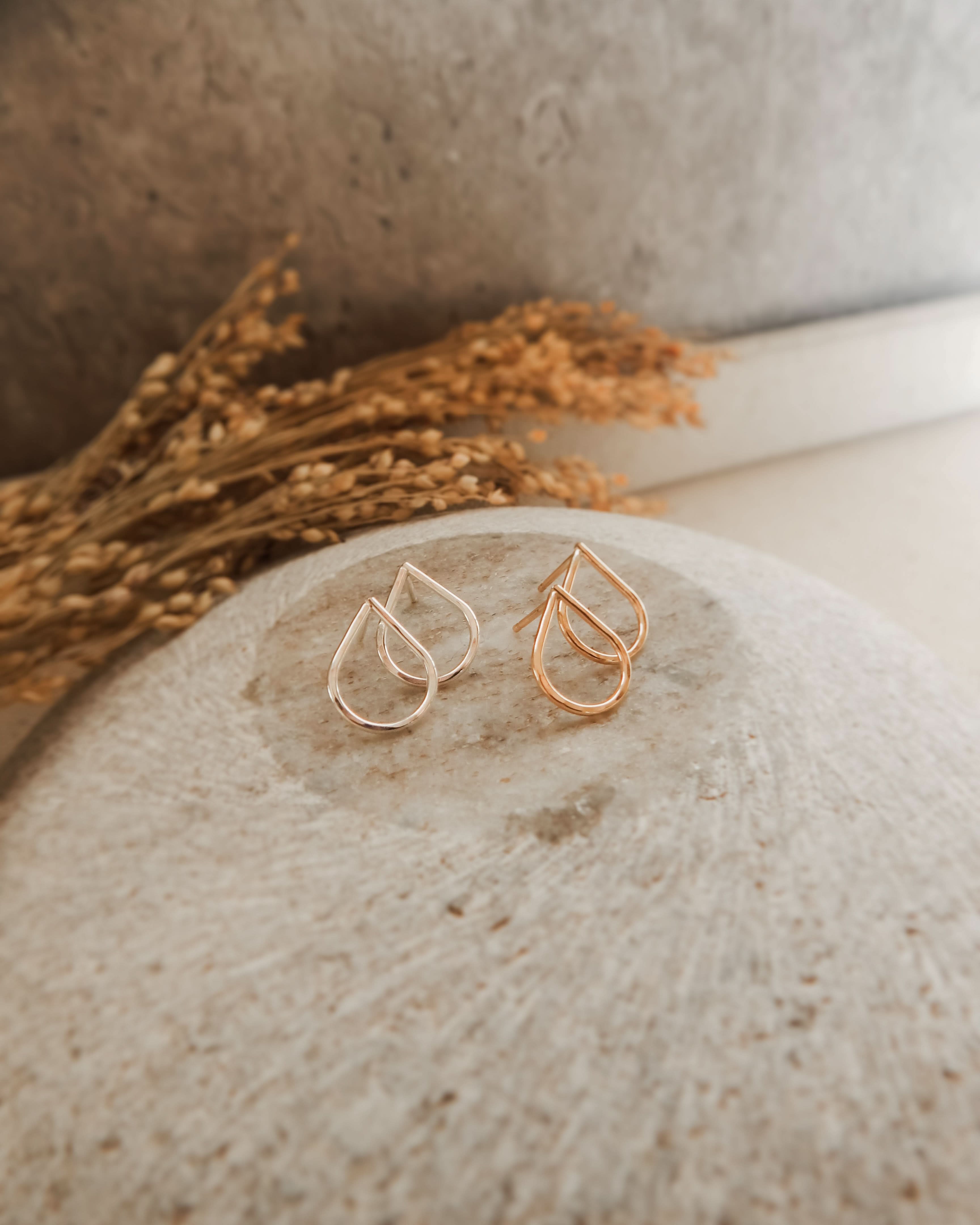 Hammered Teardrop Stud Earrings