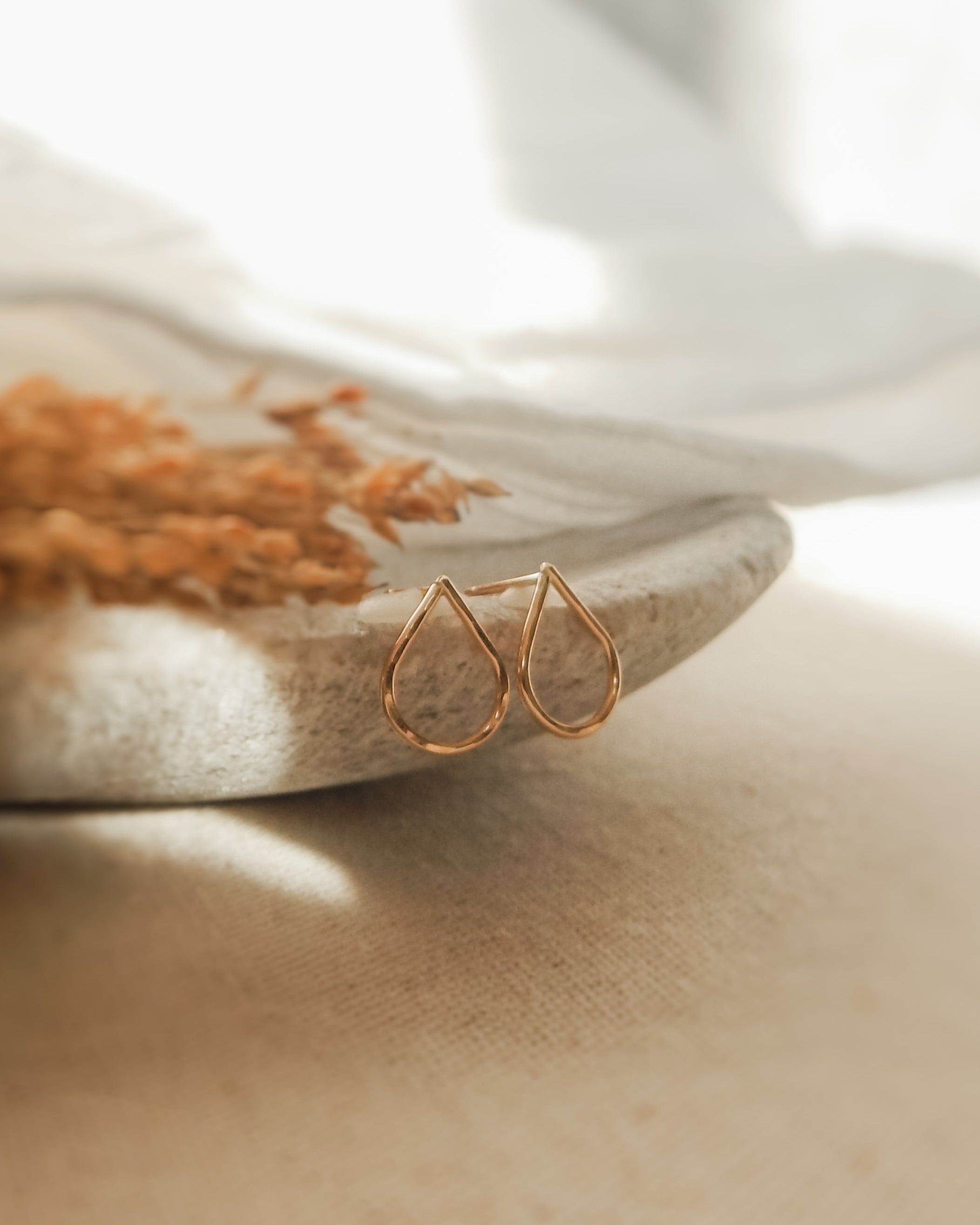 Hammered Teardrop Stud Earrings