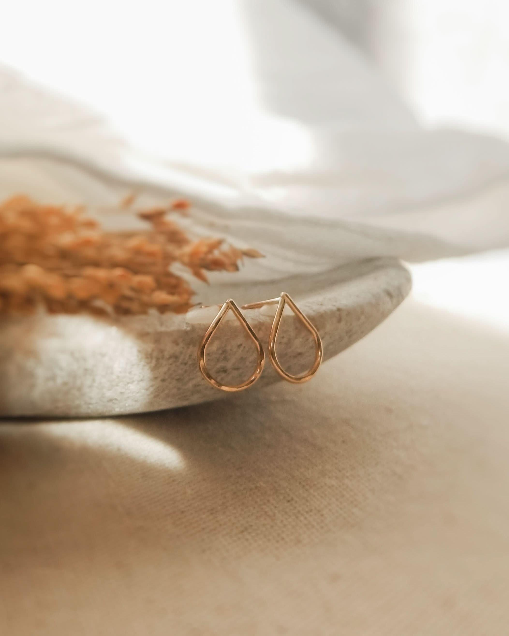 Hammered Teardrop Stud Earrings