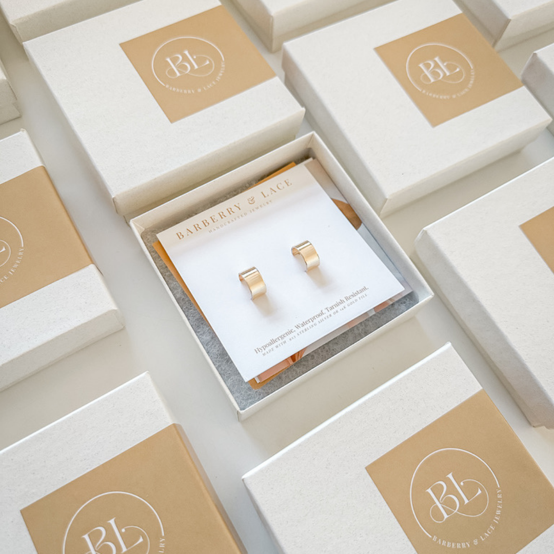 Thick Huggie Hoop Stud Earrings