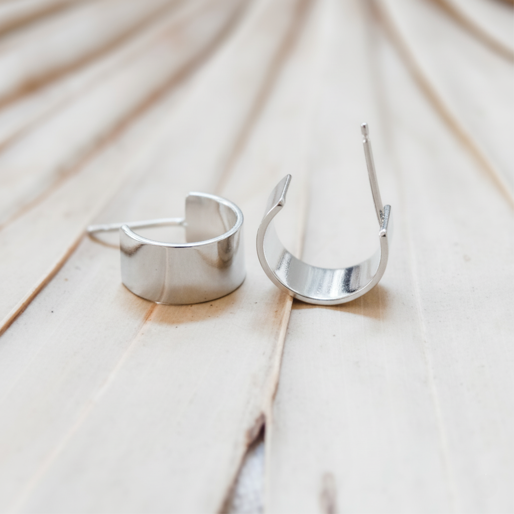 Thick Huggie Hoop Stud Earrings