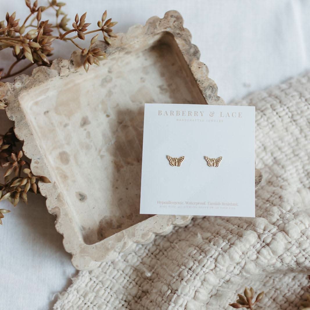 Butterfly Stud Earrings - Barberry & Lace