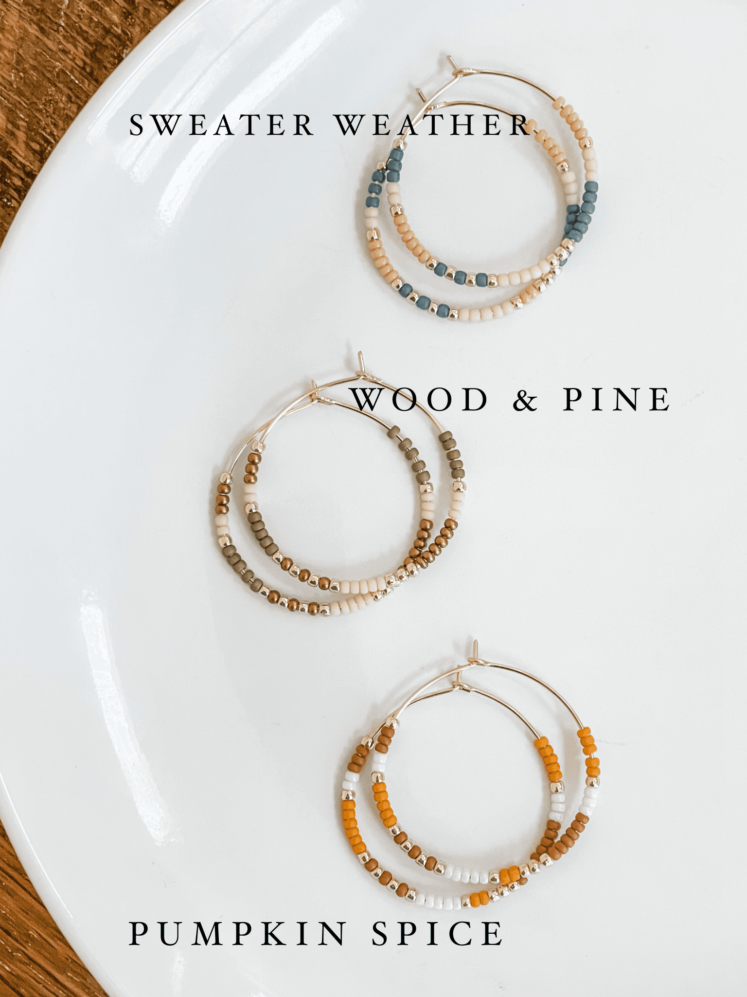 Fall Edition - Beaded Hoop Earrings - Barberry & Lace