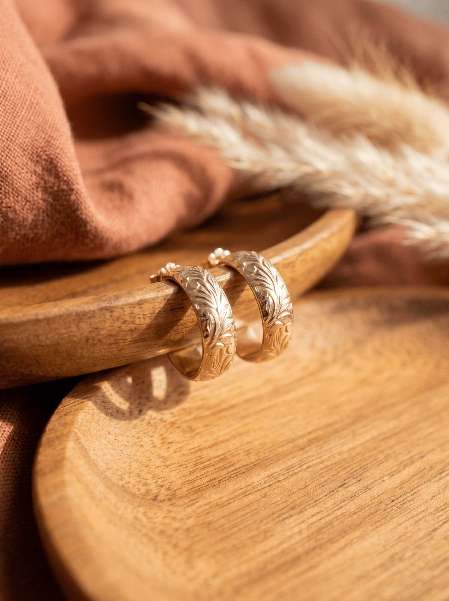 Floral Hoop Earrings - Barberry & Lace