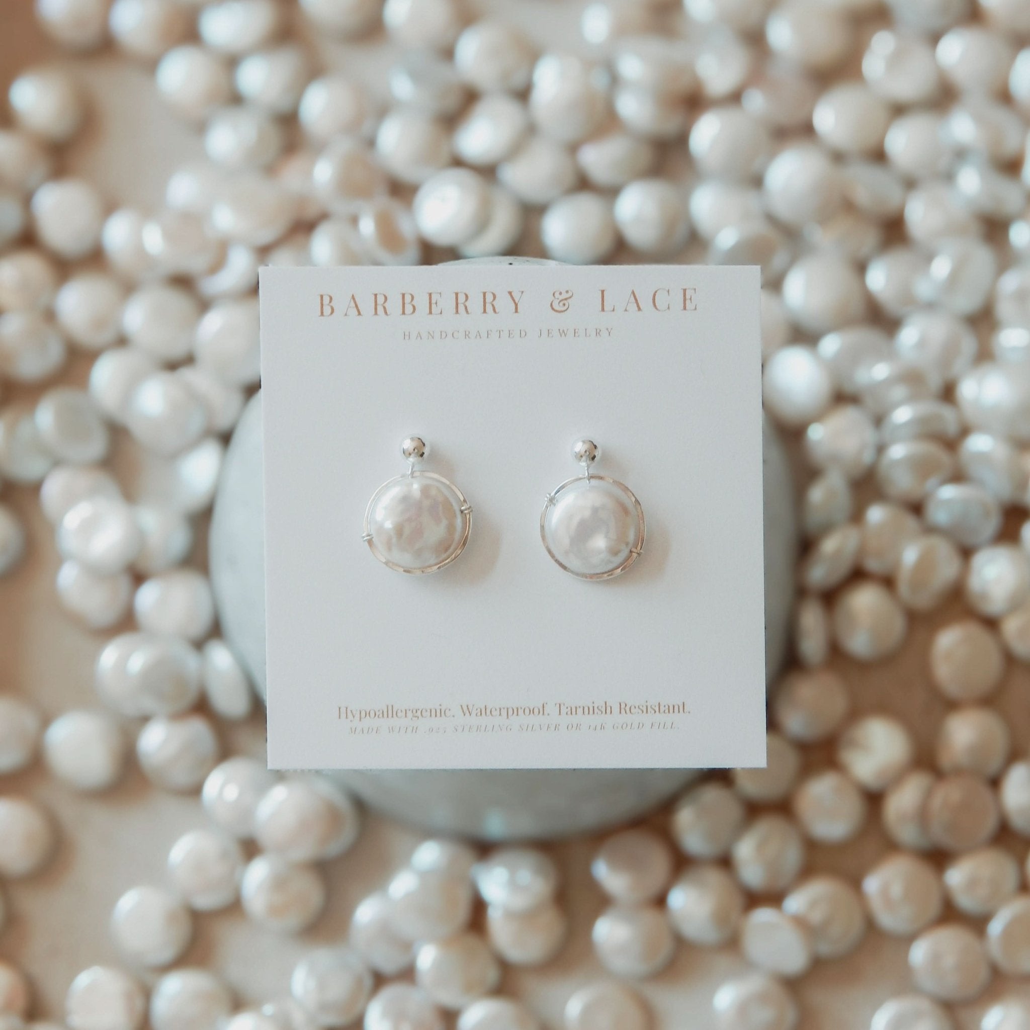 Fresh Water Pearl Halo Earrings - Barberry & Lace