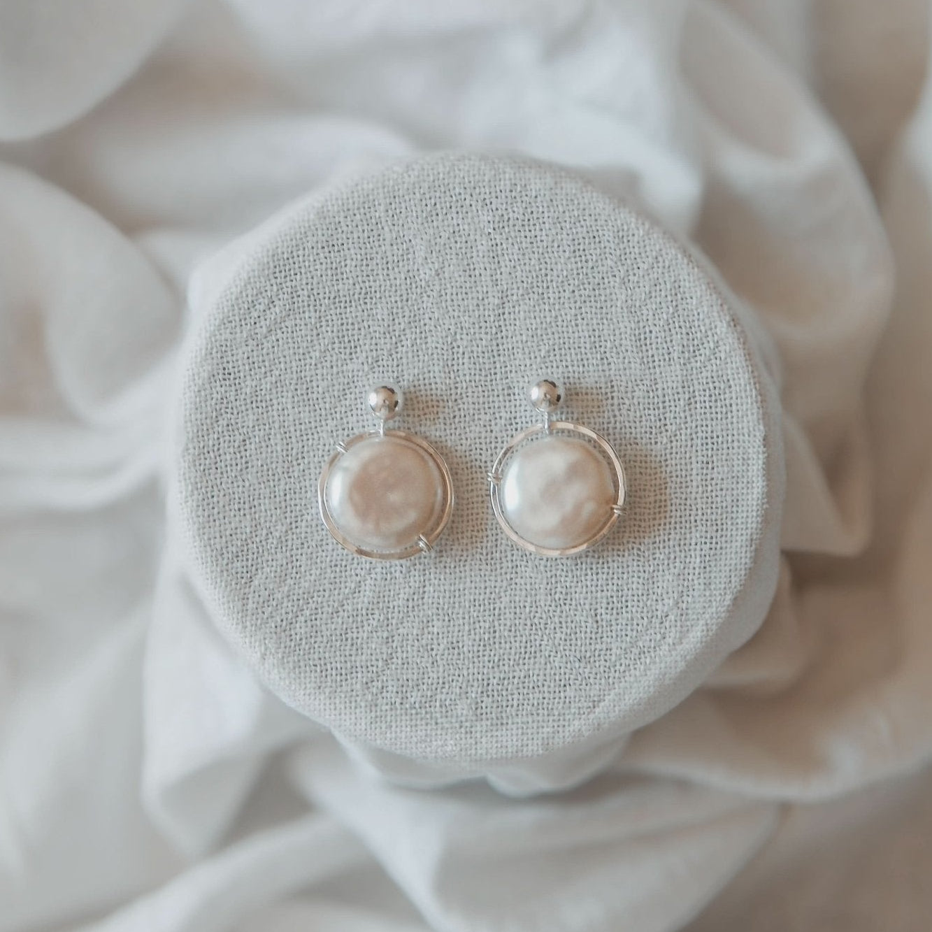 Fresh Water Pearl Halo Earrings - Barberry & Lace