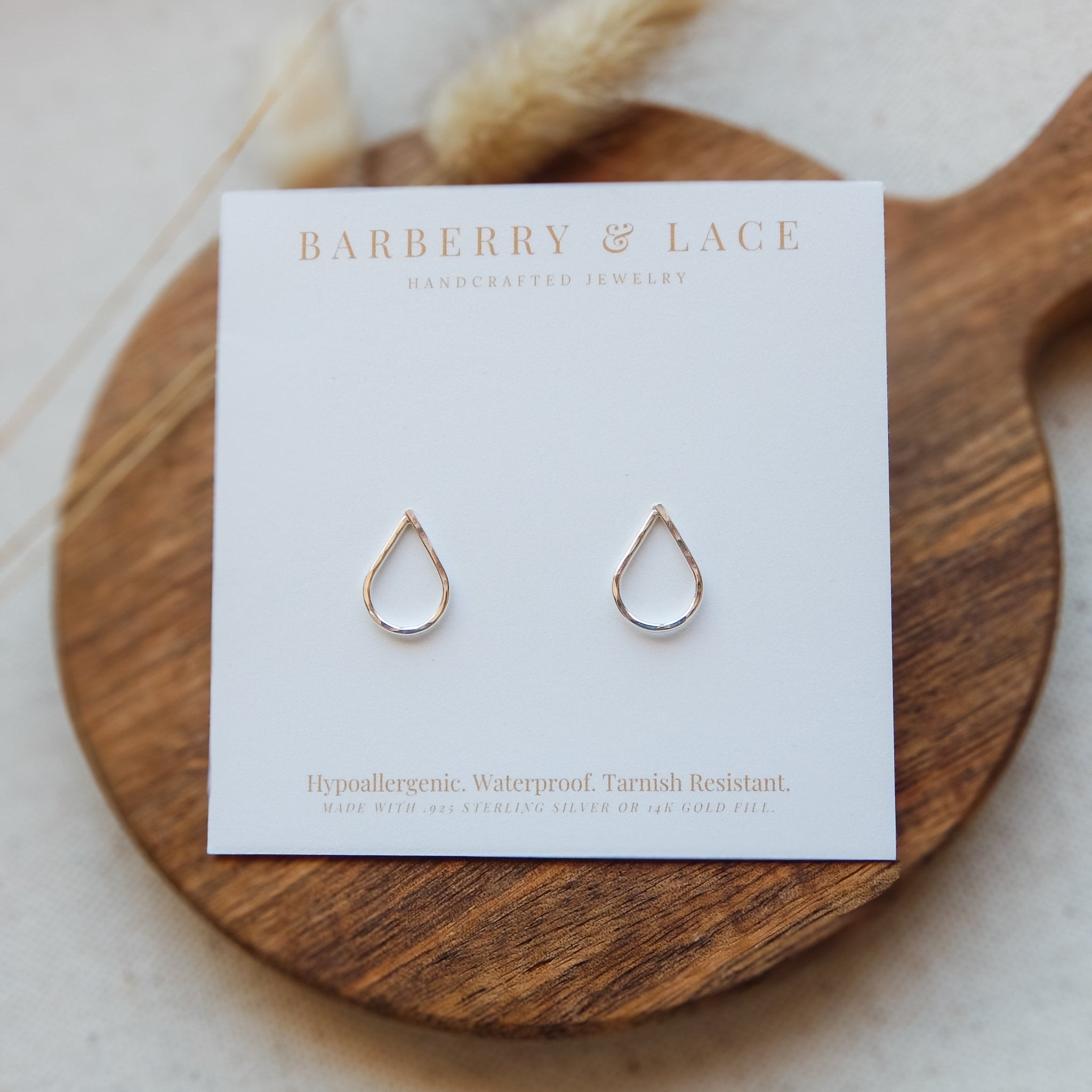 Hammered Teardrop Stud Earrings | Barberry & Lace Jewelry