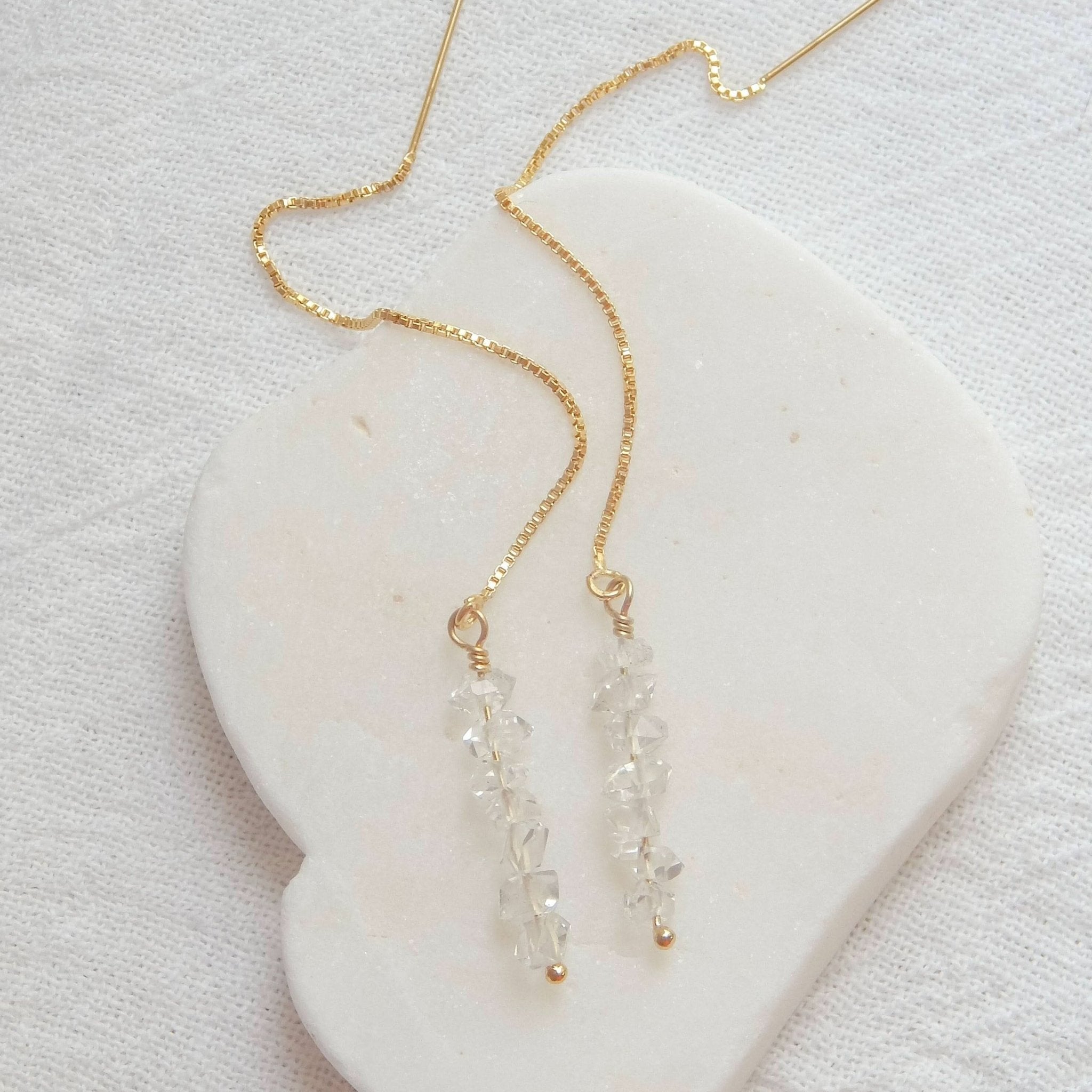 Herkimer Diamond Threaded Earrings - Barberry & Lace