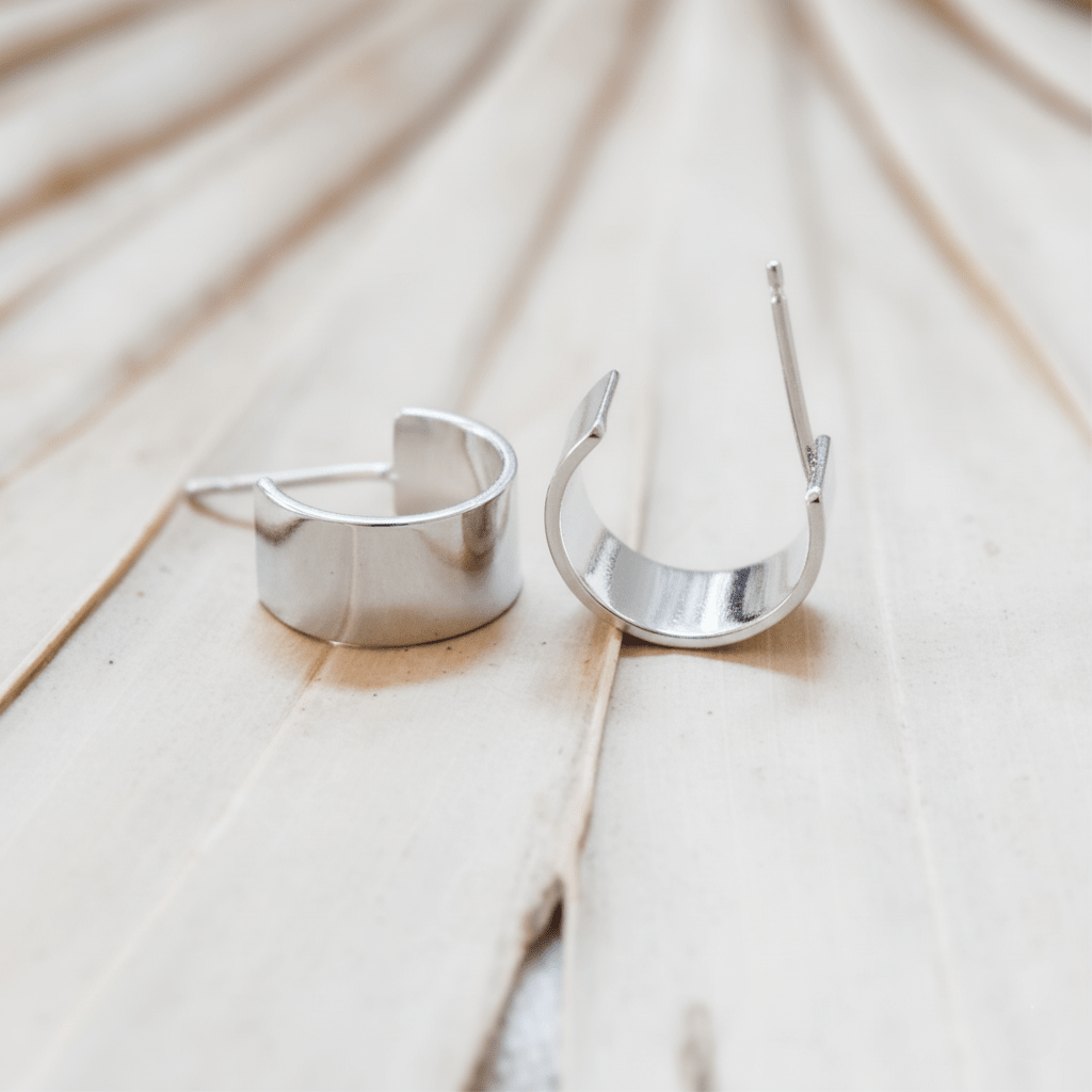 Thick Huggie Hoop Stud Earrings - Barberry & Lace