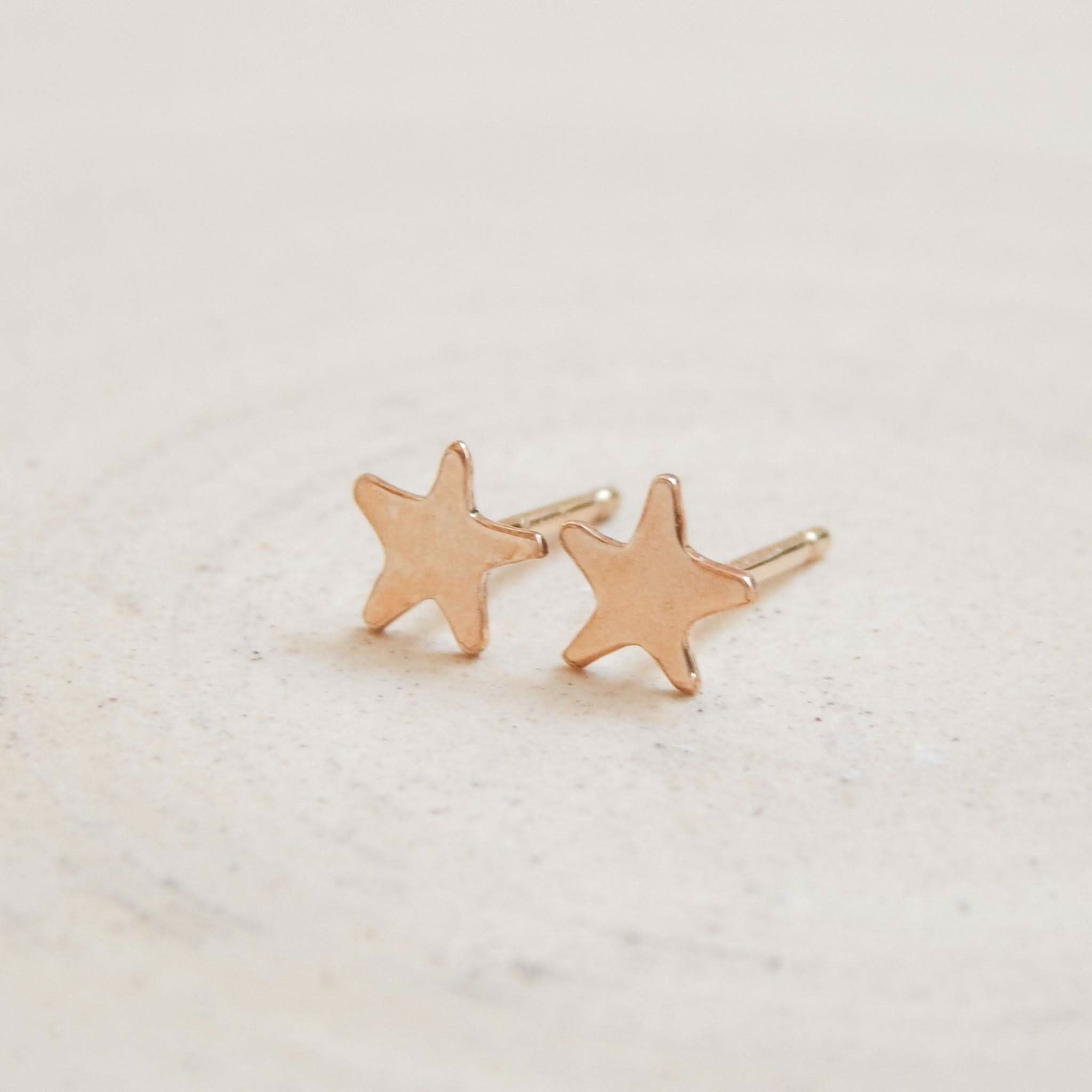 Hypoallergenic Star Stud Earrings in 14k Gold Fill with a dainty celestial design, perfect for daily wear from Barberry & Lace Jewelry.