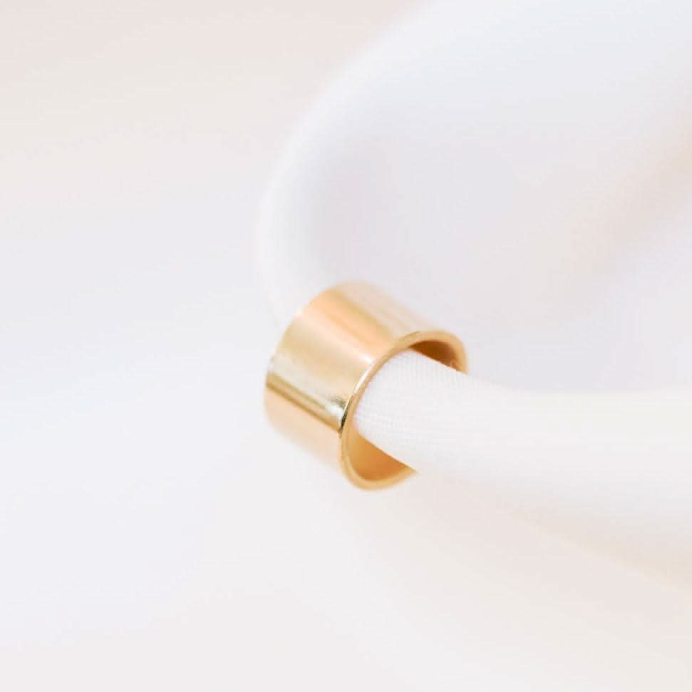 Wide band no-pierce ear cuff earring in polished 14k gold fill, perfect for bold, modern jewelry styling.