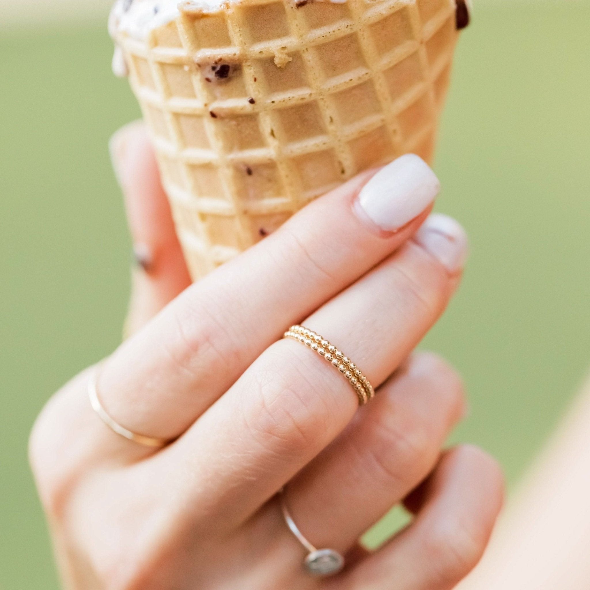 Beaded Stacking Ring - Barberry & Lace