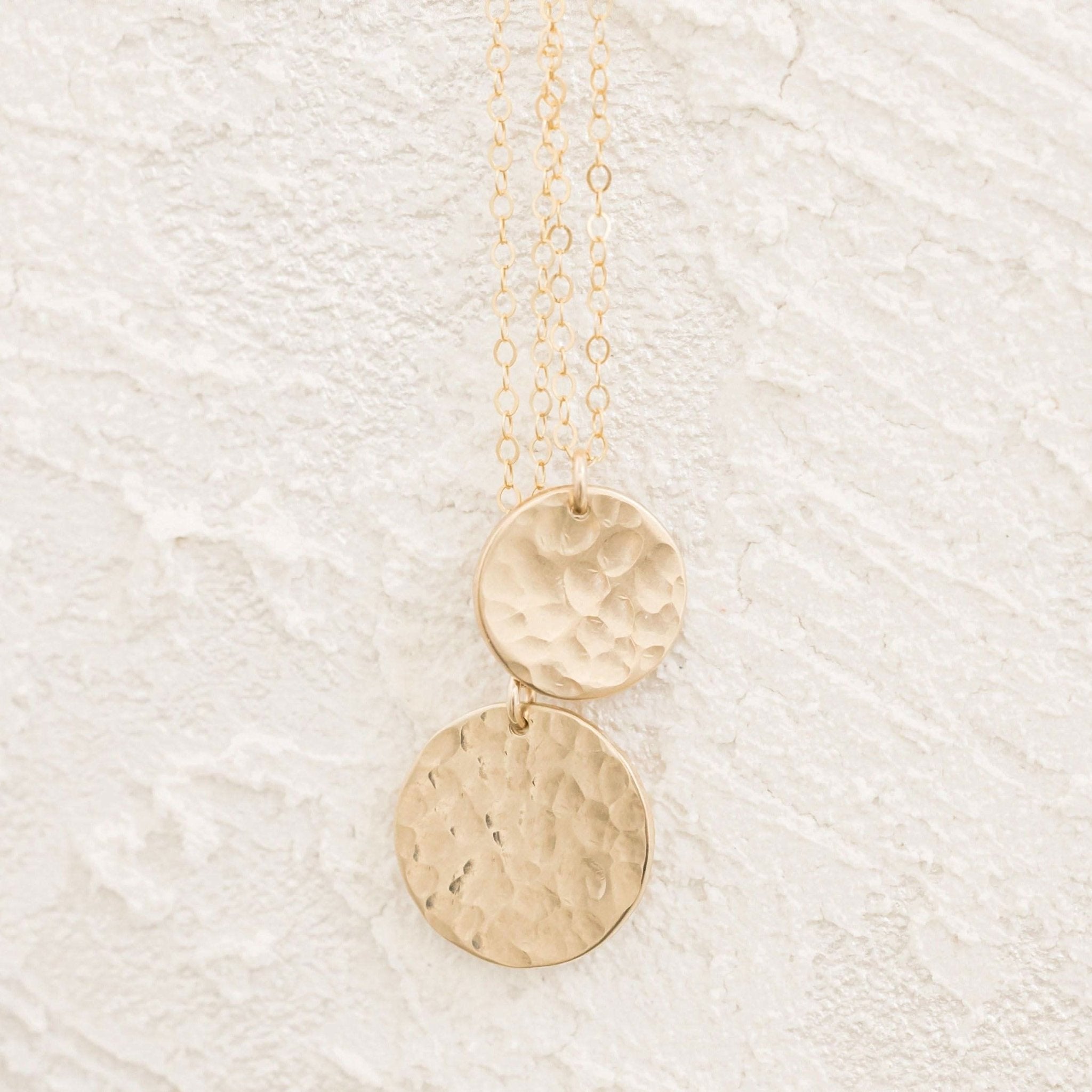 Hammered Disc Necklace - Barberry & Lace