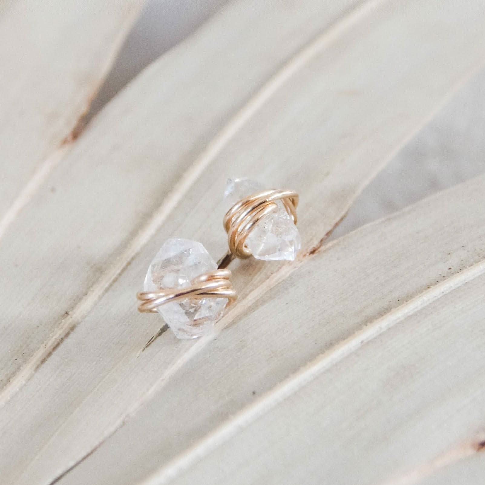 Herkimer Diamond Stud Earrings - Barberry & Lace