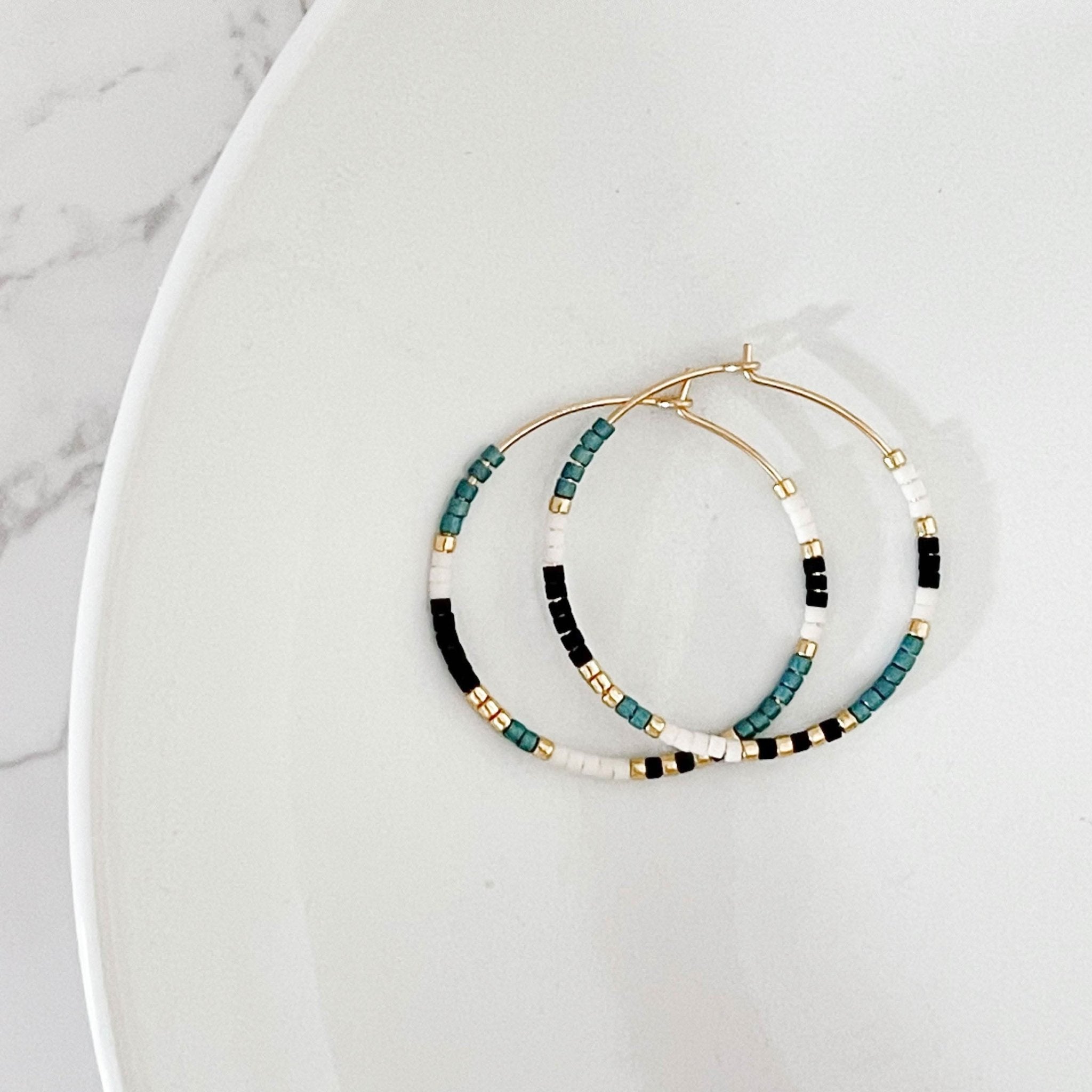 Summer Edition - Beaded Hoop Earrings - Barberry & Lace