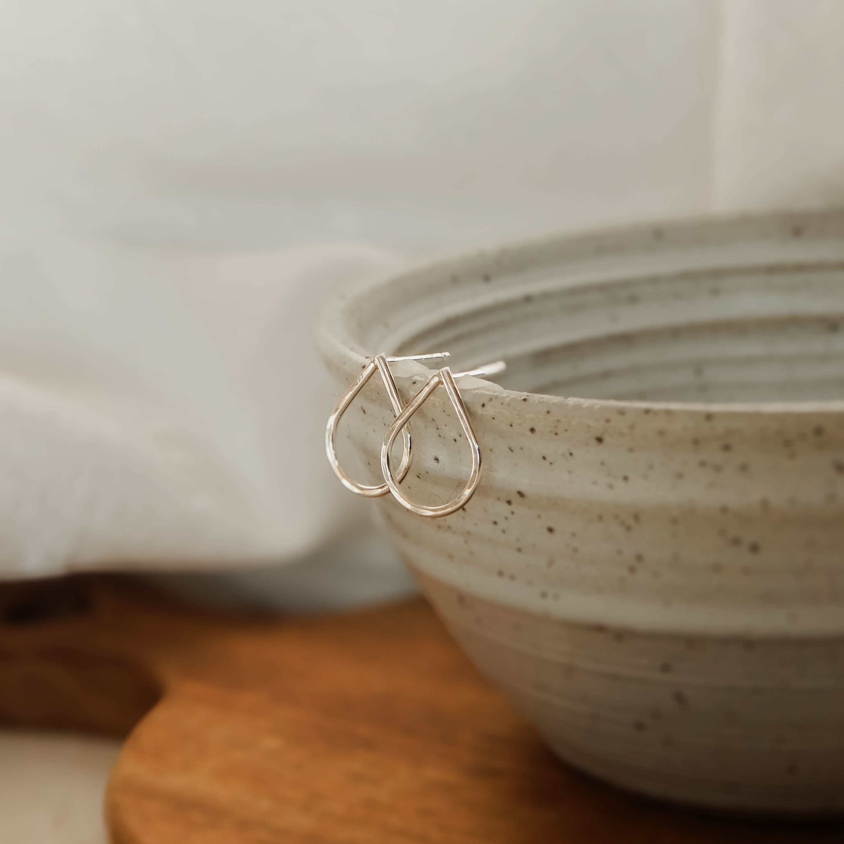 Hammered Teardrop Stud Earrings