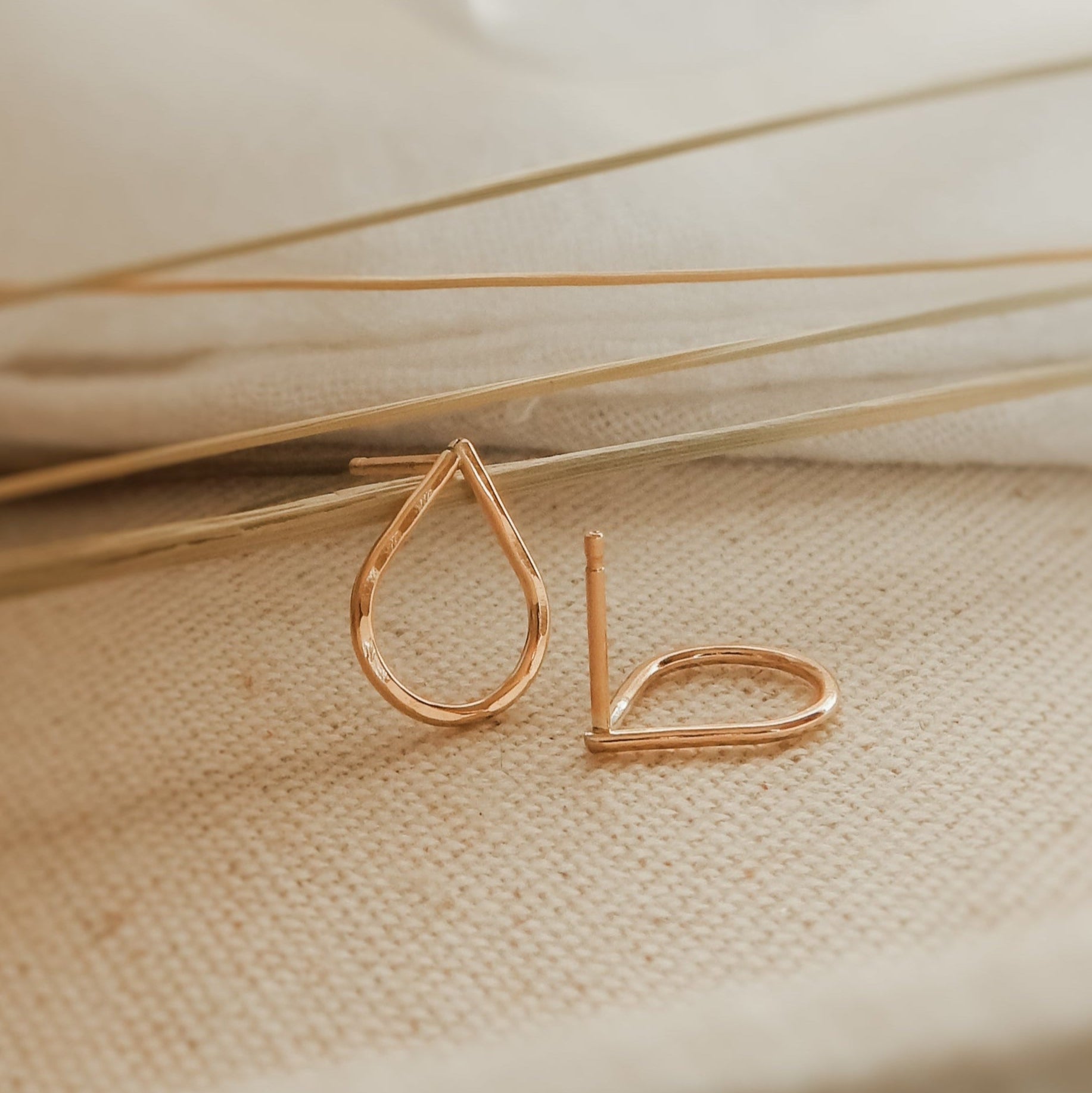 Hammered Teardrop Stud Earrings