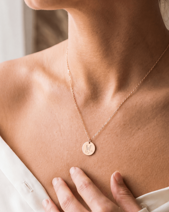 ASL 'I Love You' Sign Language Disc Necklace - Barberry & Lace