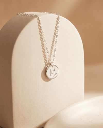 ASL 'I Love You' Sign Language Disc Necklace - Barberry & Lace
