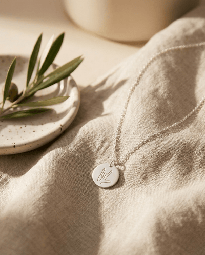 ASL 'I Love You' Sign Language Disc Necklace - Barberry & Lace