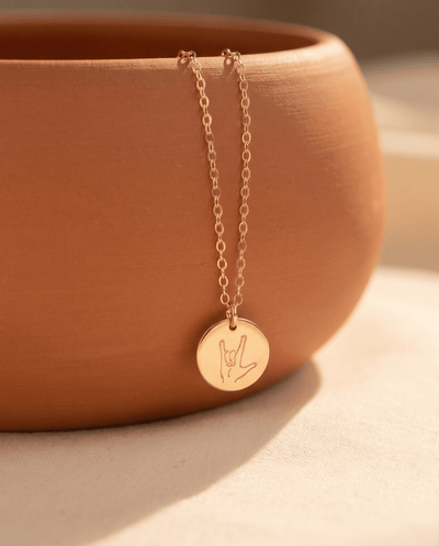 ASL 'I Love You' Sign Language Disc Necklace - Barberry & Lace