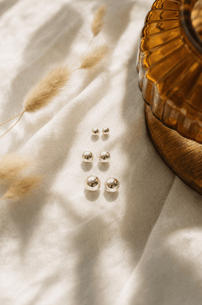 Ball Stud Earrings - Barberry & Lace