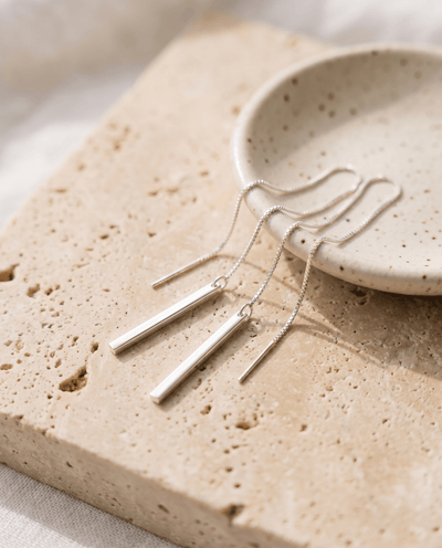 Bar Threaded Earrings - Barberry & Lace