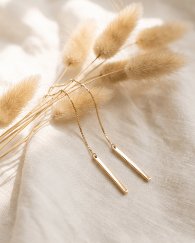 Bar Threaded Earrings - Barberry & Lace
