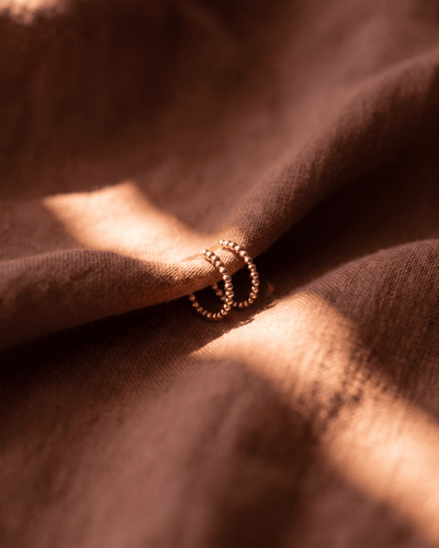 Beaded Huggie Hoop Earrings - Barberry & Lace