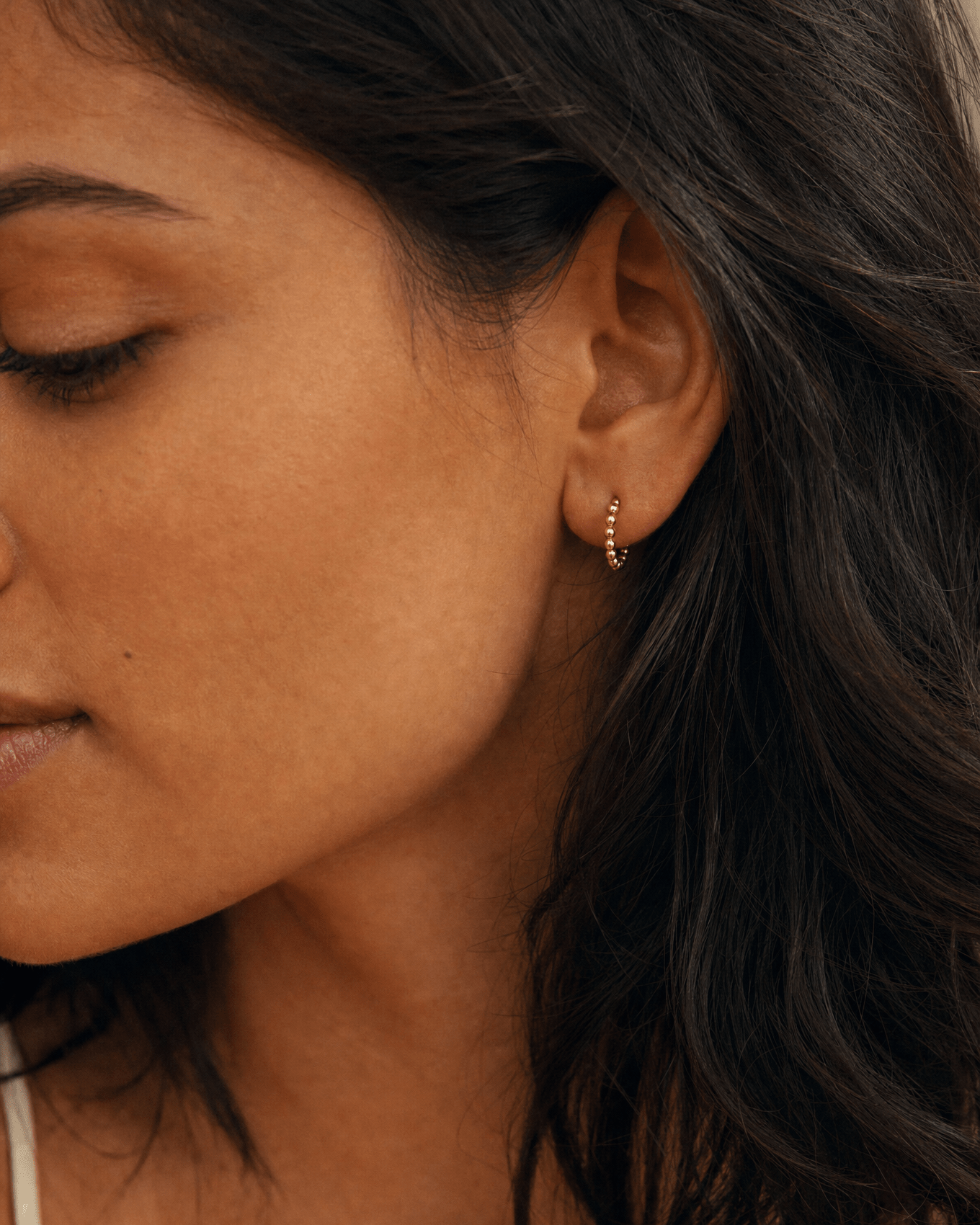 Beaded Huggie Hoop Earrings - Barberry & Lace