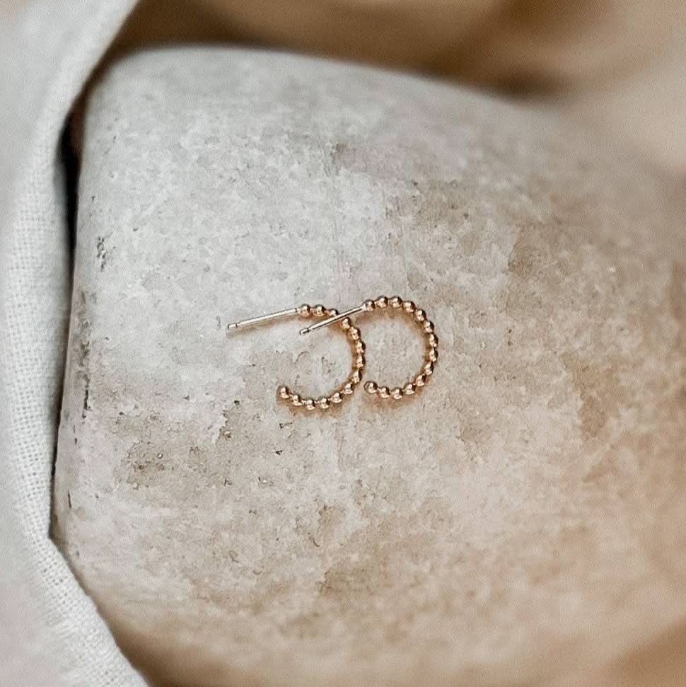 Beaded Huggie Hoop Earrings - Barberry & Lace