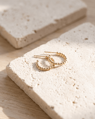 Beaded Huggie Hoop Earrings - Barberry & Lace