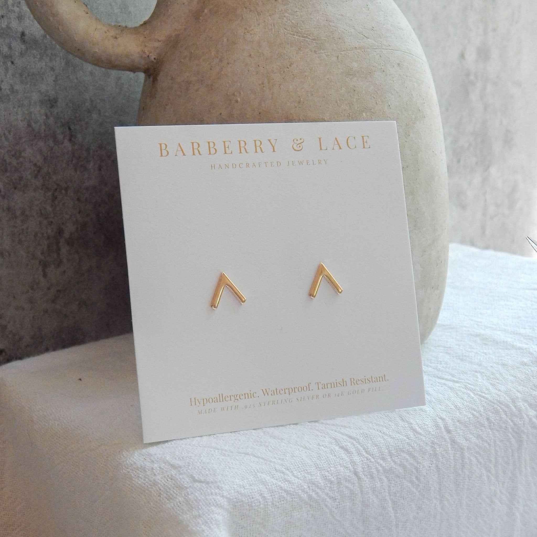 Chevron Stud Earrings - Barberry & Lace