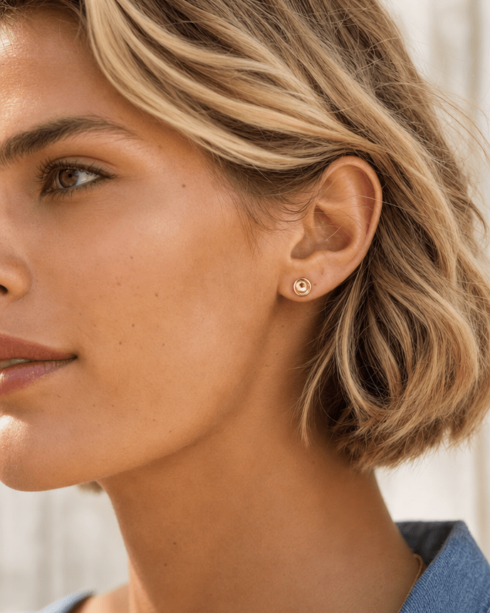 Concave Disc Stud Earrings - Barberry & Lace