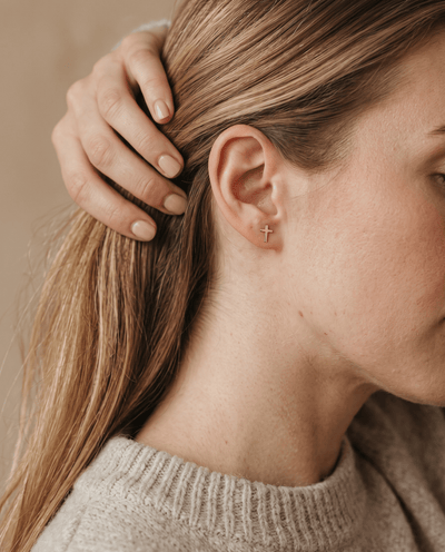 Cross Stud Earrings - Barberry & Lace