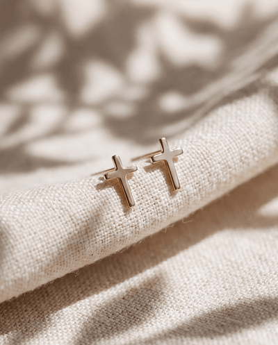 Cross Stud Earrings - Barberry & Lace