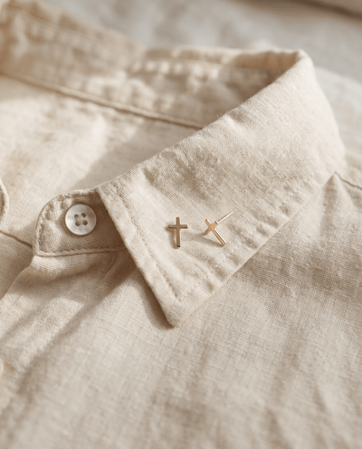 Cross Stud Earrings - Barberry & Lace