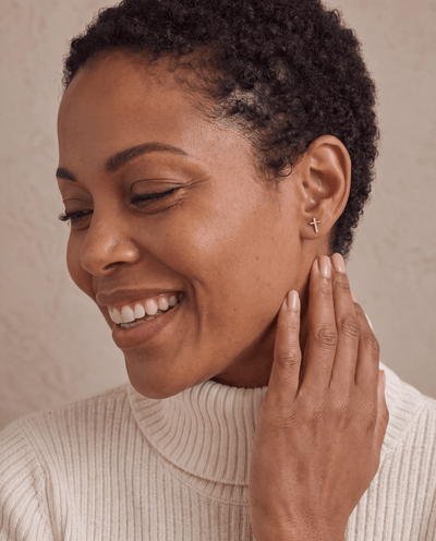 Cross Stud Earrings - Barberry & Lace