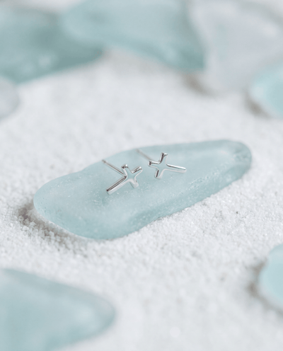 Cross Stud Earrings - Barberry & Lace
