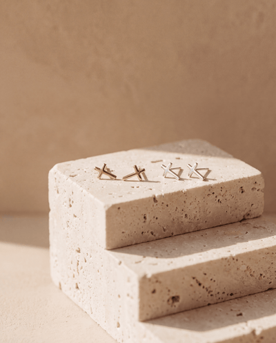 Cross Stud Earrings - Barberry & Lace