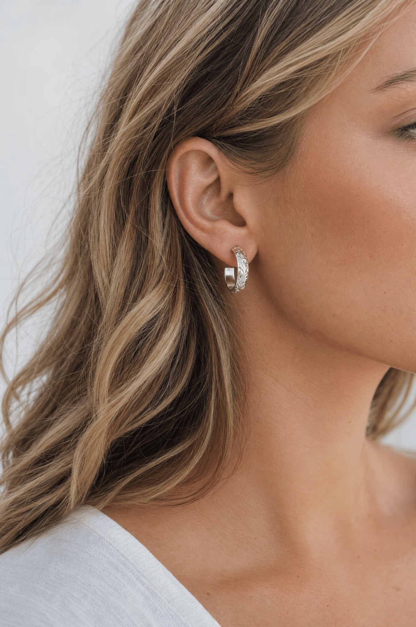 Floral Hoop Earrings - Barberry & Lace