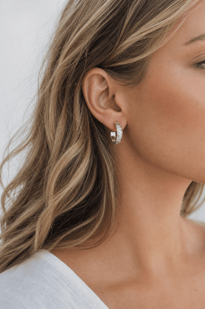 Floral Hoop Earrings - Barberry & Lace