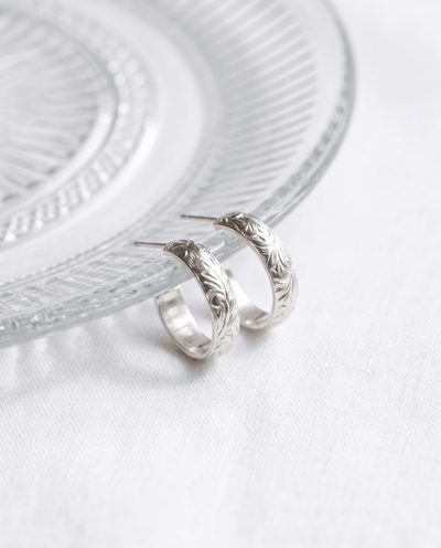 Floral Hoop Earrings - Barberry & Lace