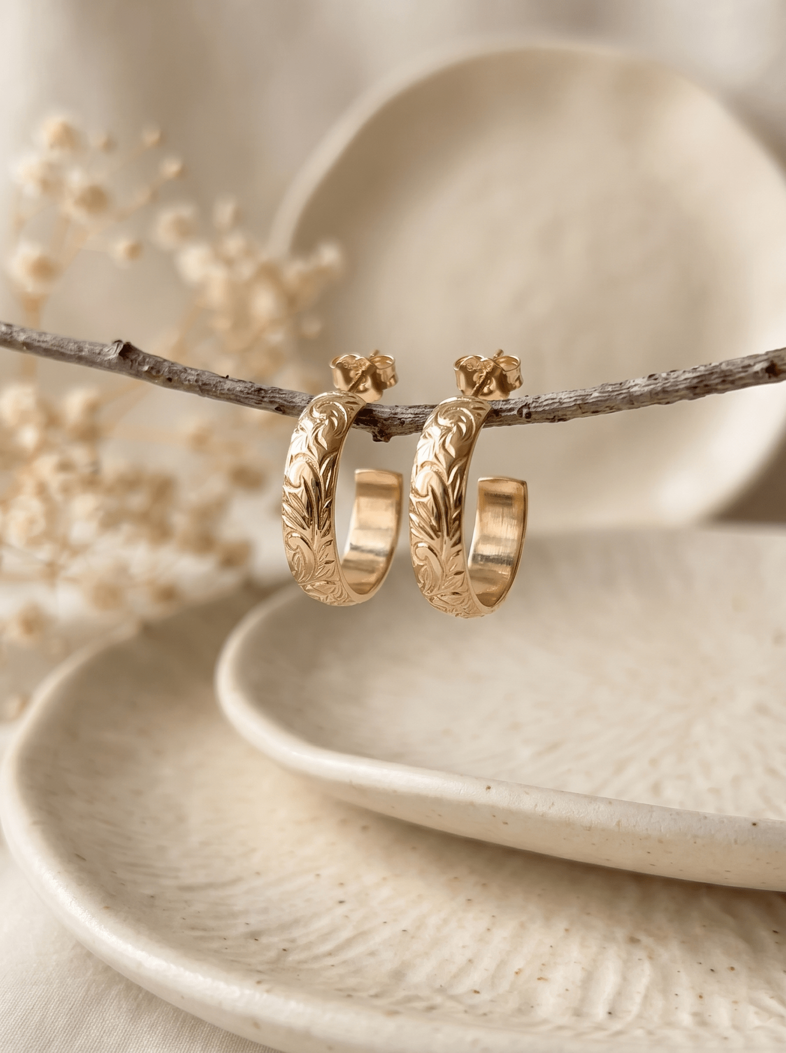 Floral Hoop Earrings - Barberry & Lace