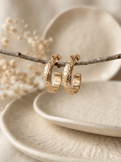 Floral Hoop Earrings - Barberry & Lace
