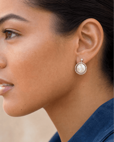 Fresh Water Pearl Halo Earrings - Barberry & Lace
