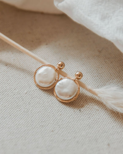 Fresh Water Pearl Halo Earrings - Barberry & Lace