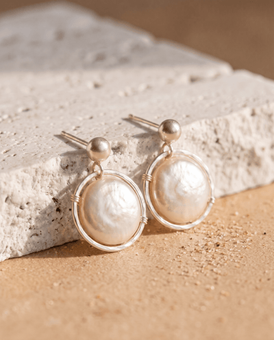 Fresh Water Pearl Halo Earrings - Barberry & Lace